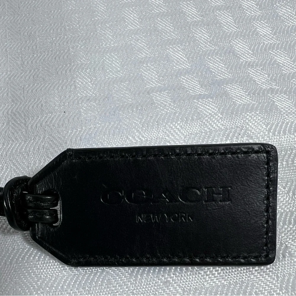 4043: Coach Black Embossed Leather Laptop Briefcase Business Bag